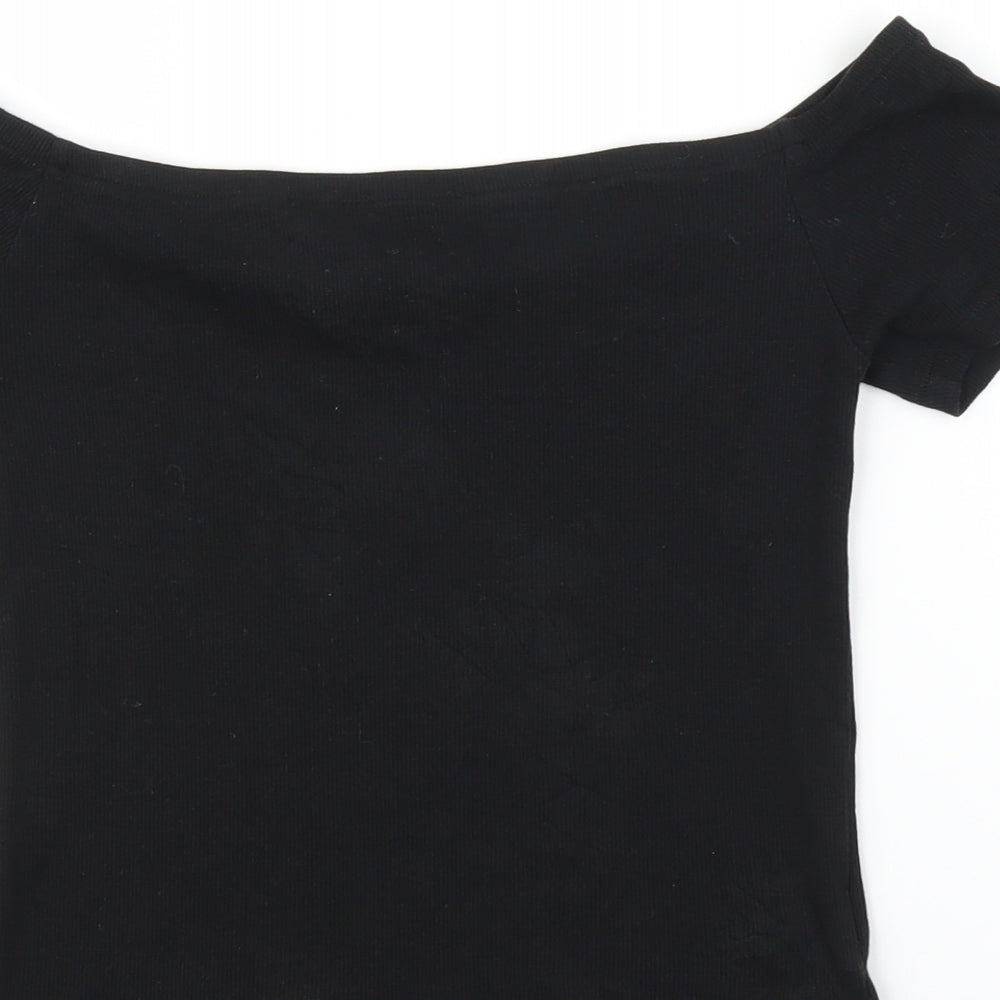 Select Womens Black Cropped T-Shirt Size 12