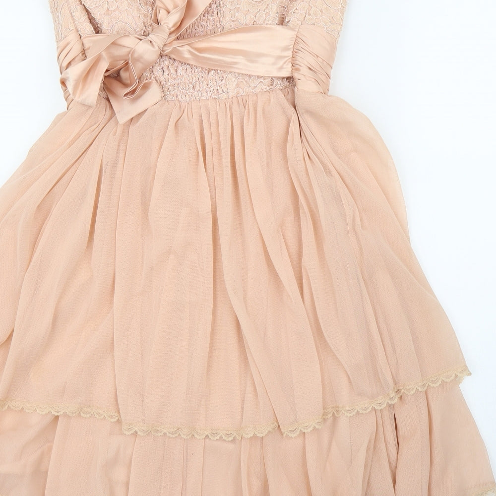 Preworn Girls Pink Floral A-Line Size XL