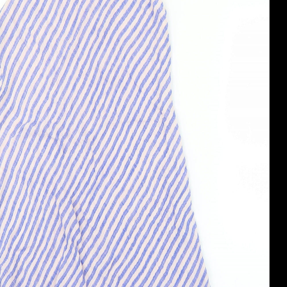 Seven Style Womens Blue Striped A-Line Size S