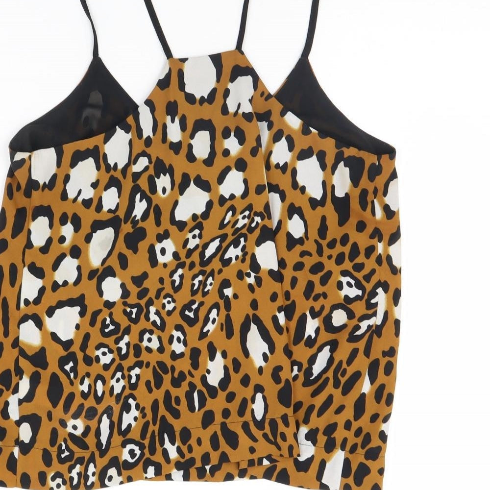 Topshop Womens Brown Animal Print Cropped Tank Size 8
