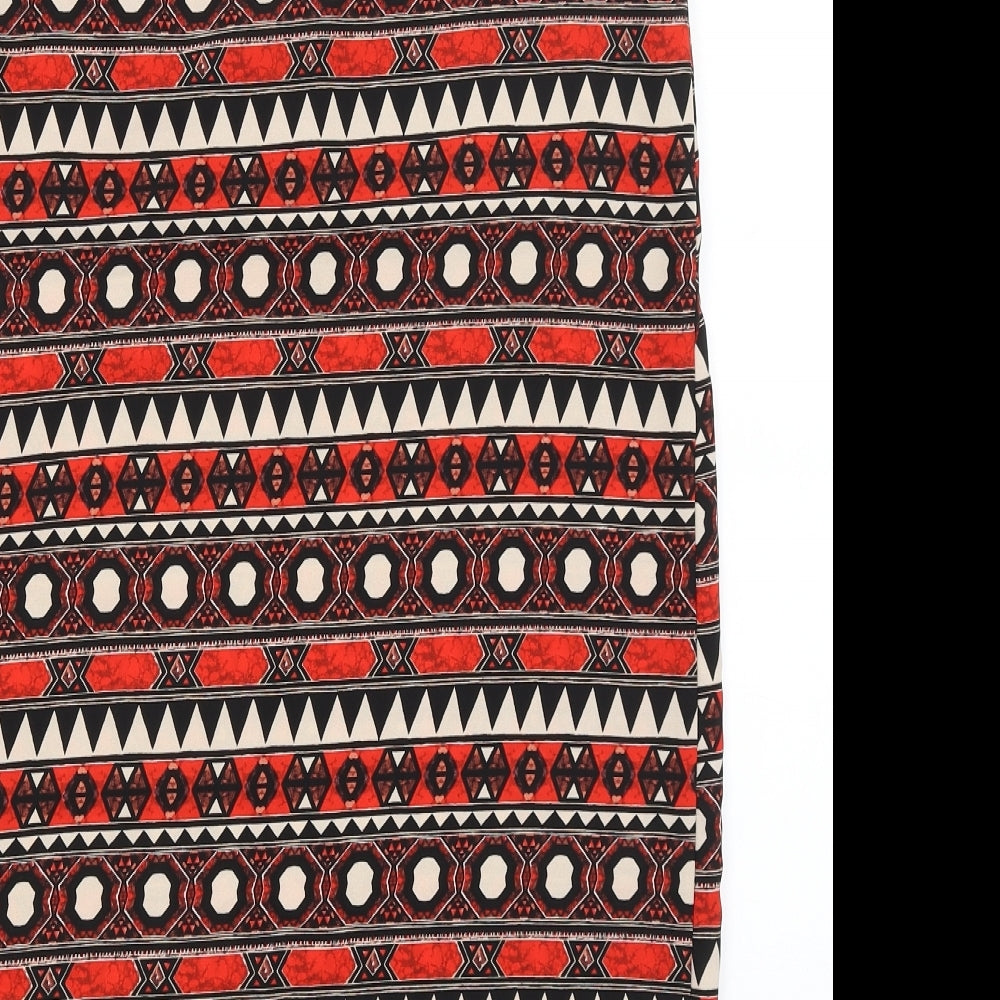 H&M Womens Red Geometric A-Line Size 8