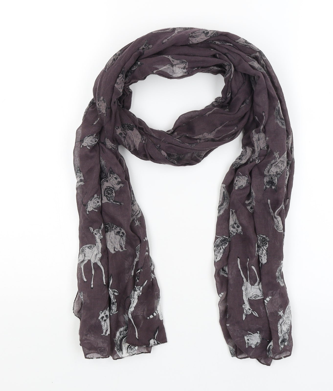 Preworn Womens Purple Scarf - Animals