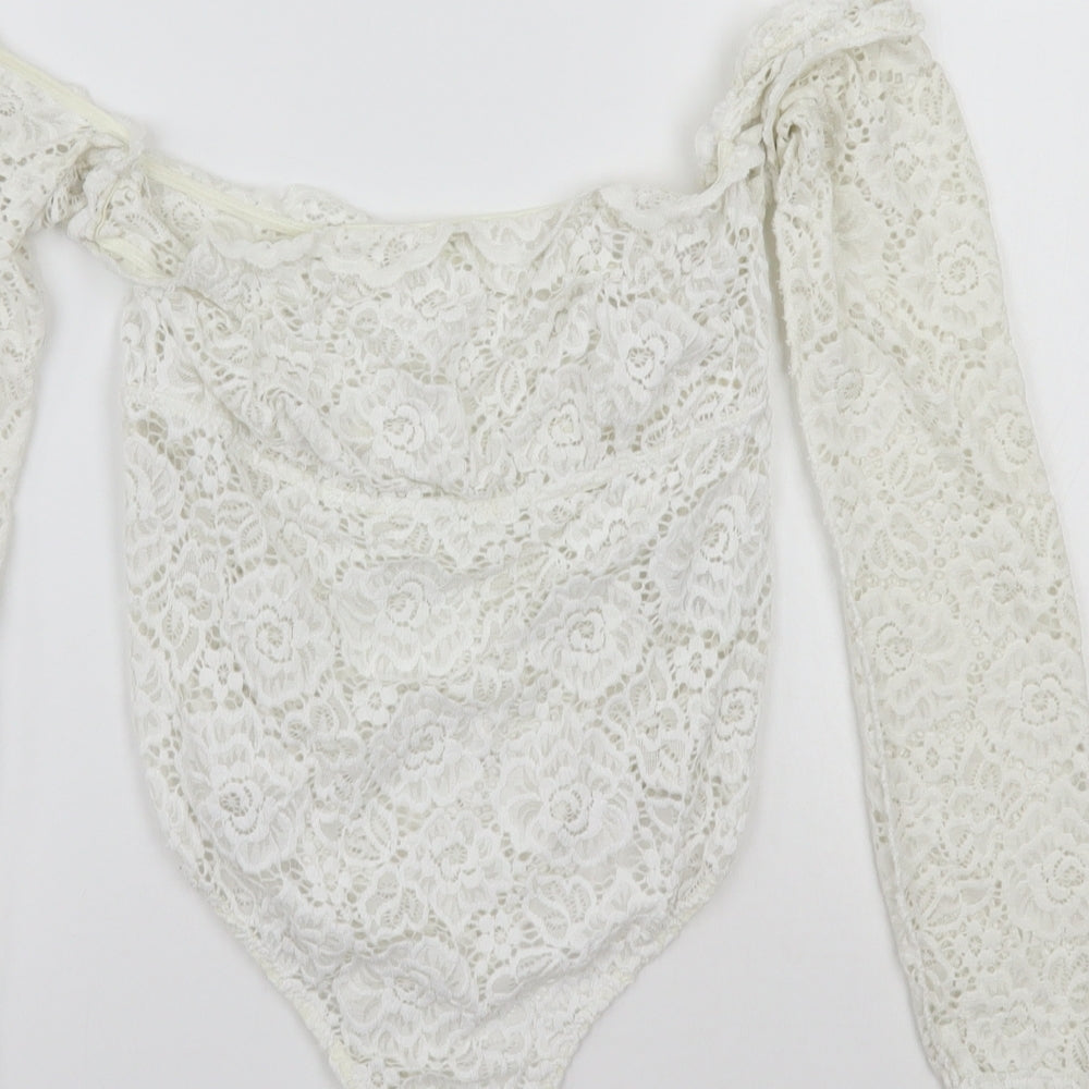 ASOS Womens White Bodysuit One-Piece Size 12