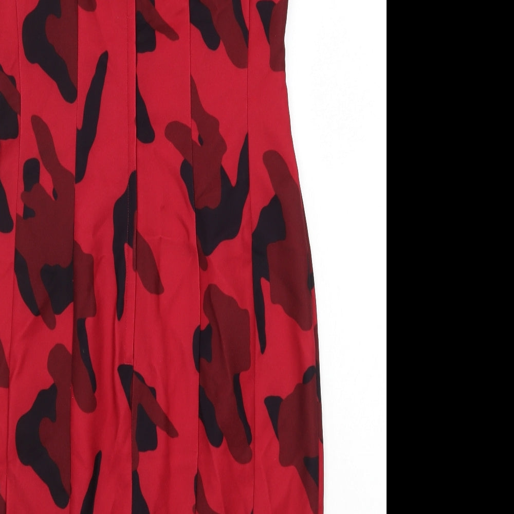 H&M Womens Red Batik Rayon A-Line Size 10