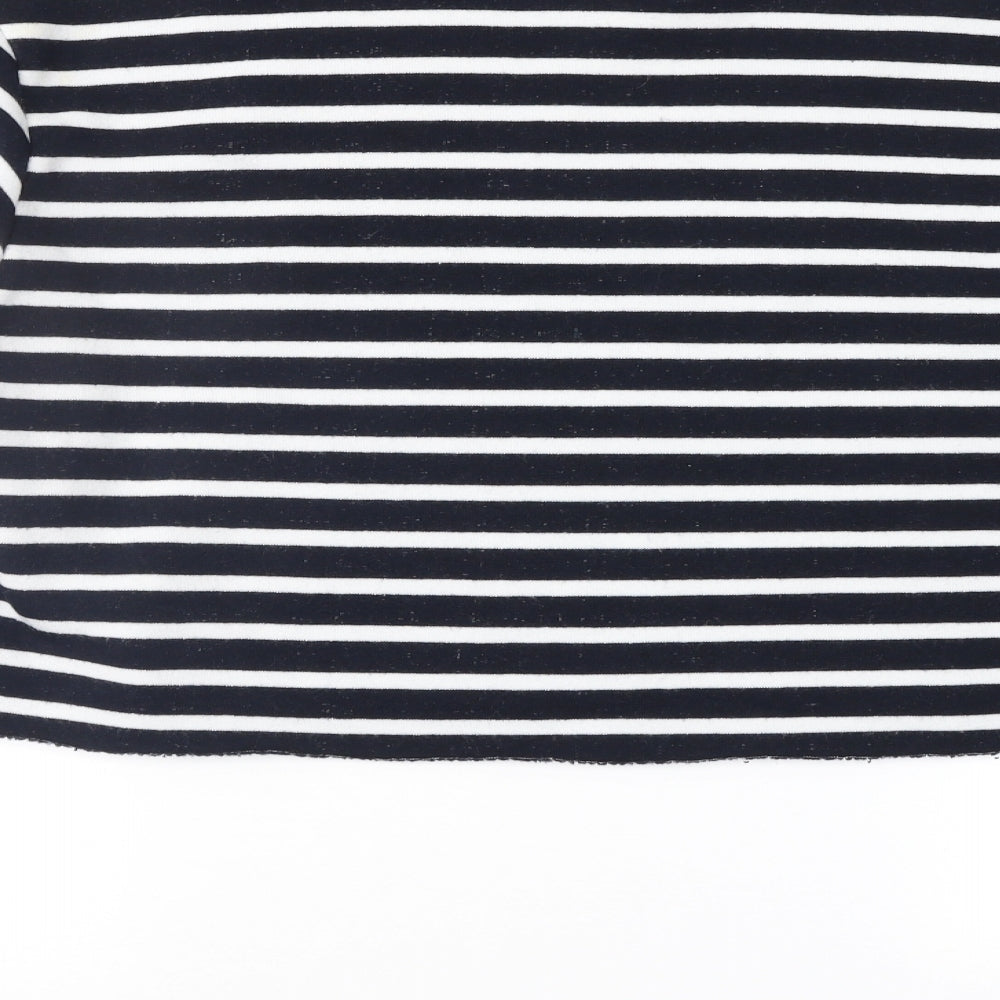 Topshop Womens Black Striped Pullover Sweatshirt Size 12