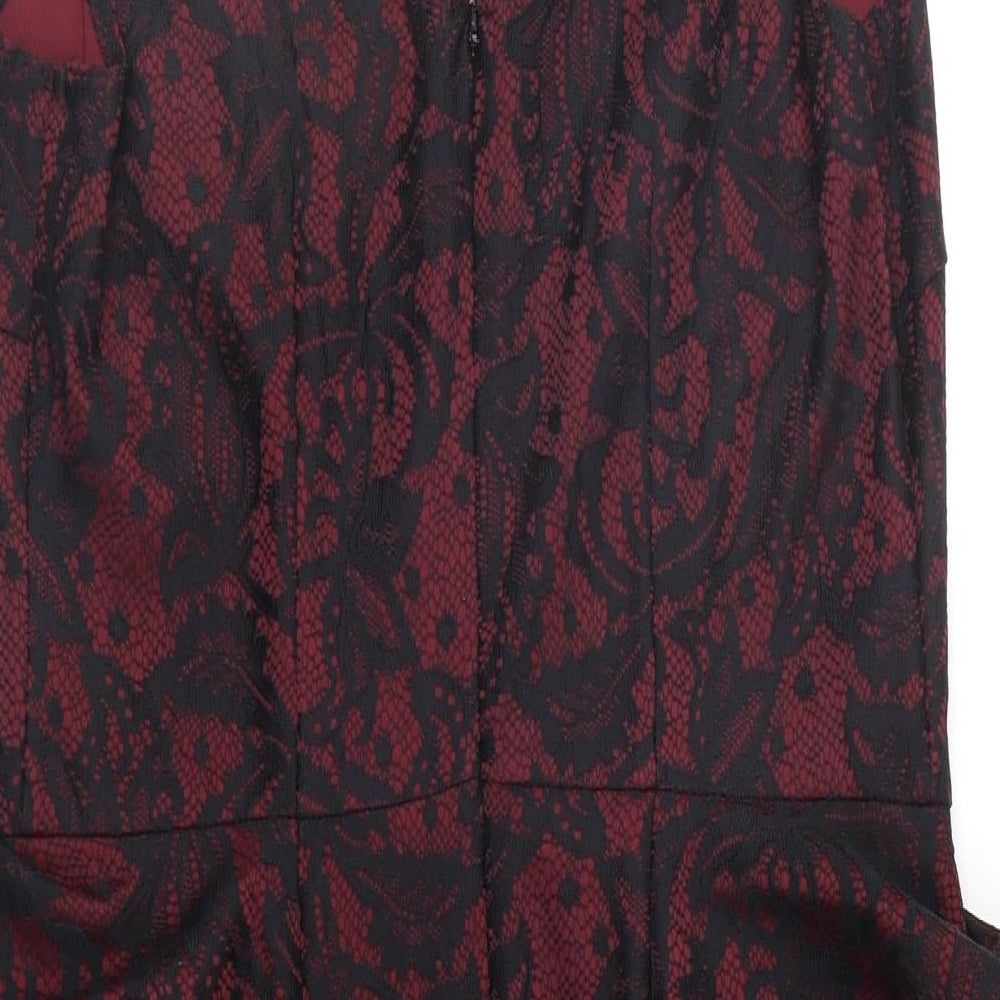 George Womens Red Geometric Sheath Size 14