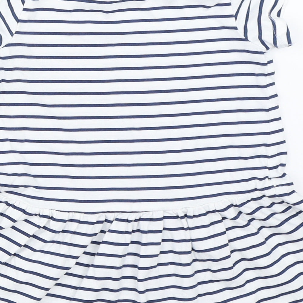 H&M Girls White Striped T-Shirt Dress Size 6-9 Months
