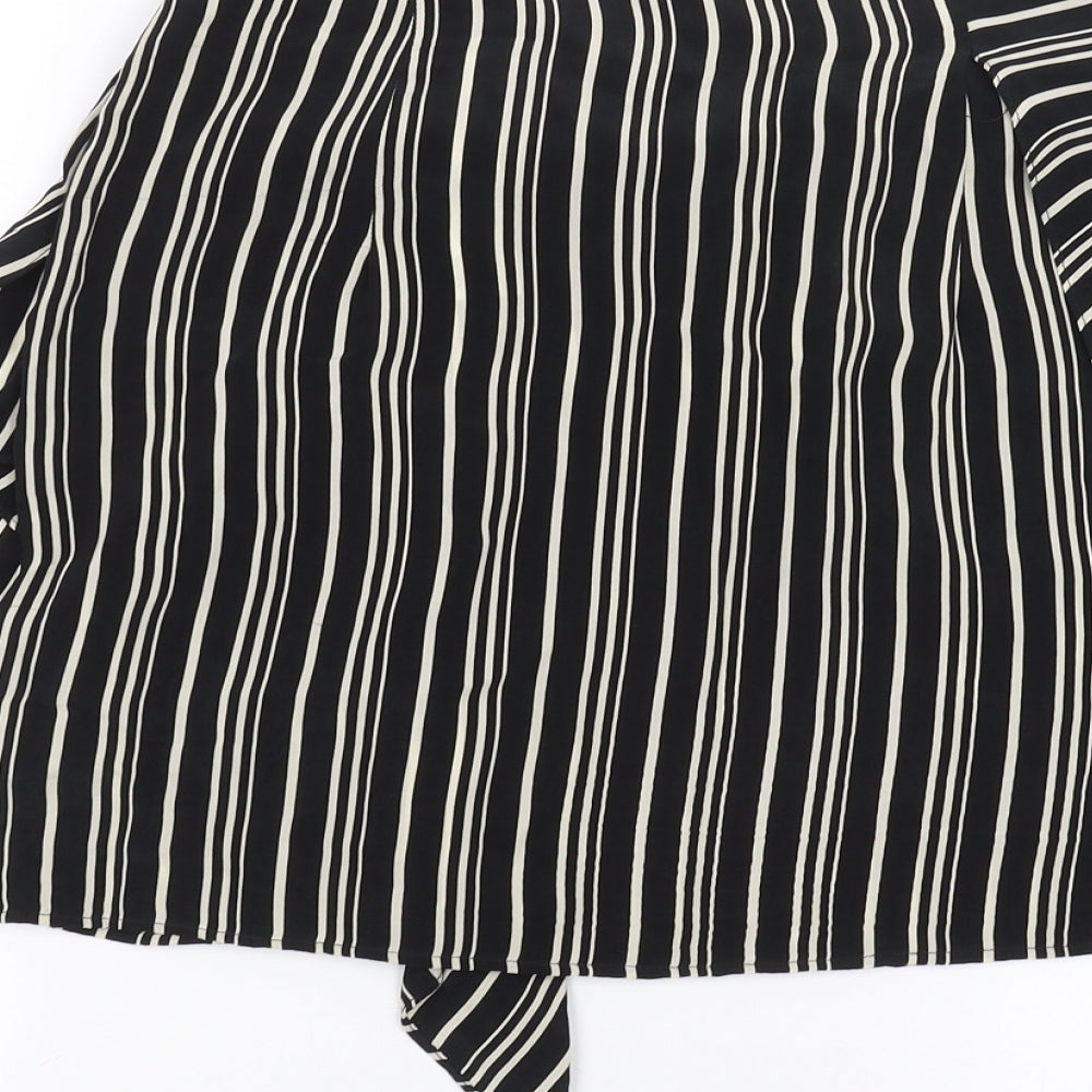 Zara Womens Black Striped A-Line Skirt Size S
