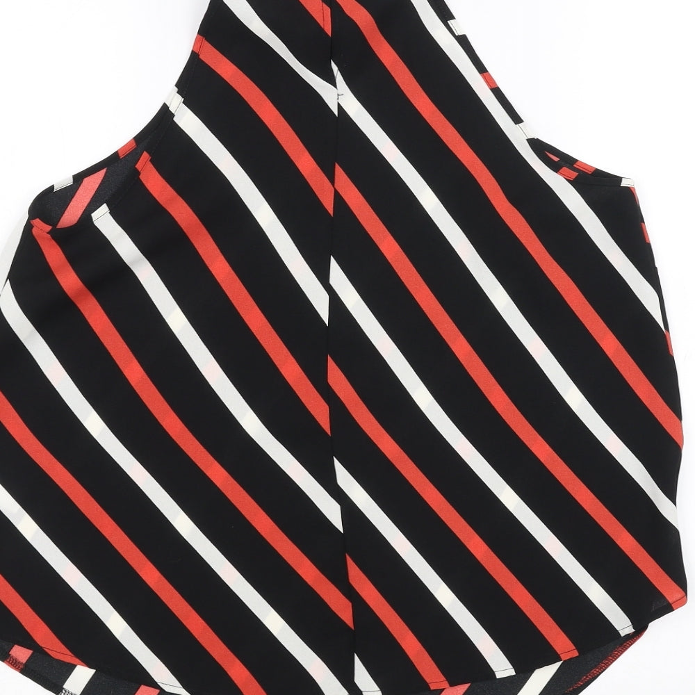 George Womens Black Striped Basic Blouse Size 8