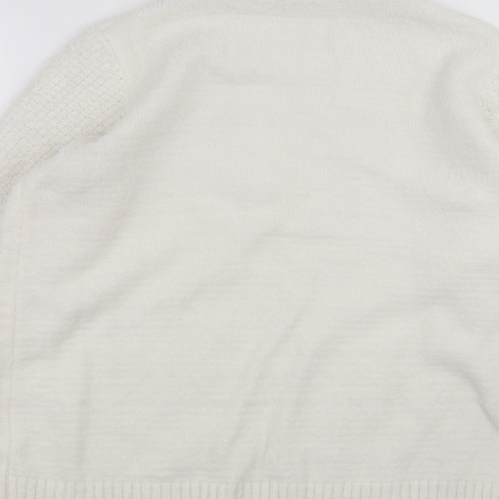Peacocks Womens White Pullover Jumper Size M