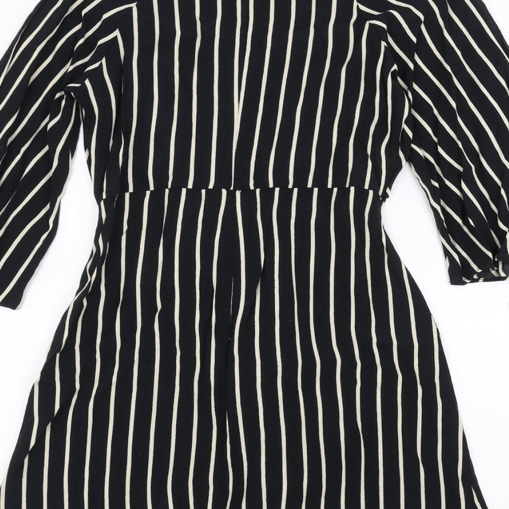 Topman Womens Black Striped A-Line Size 10