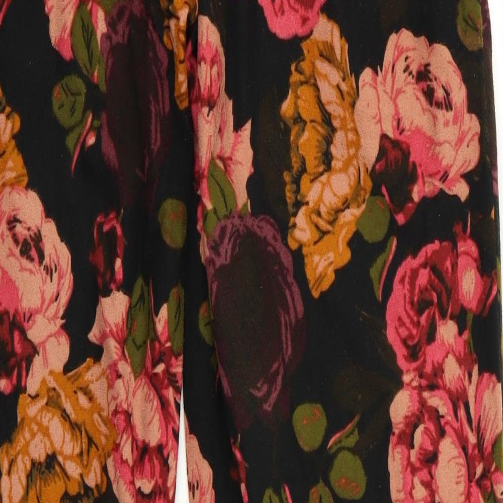NEXT Womens Black Floral Trousers Size XS L34 in