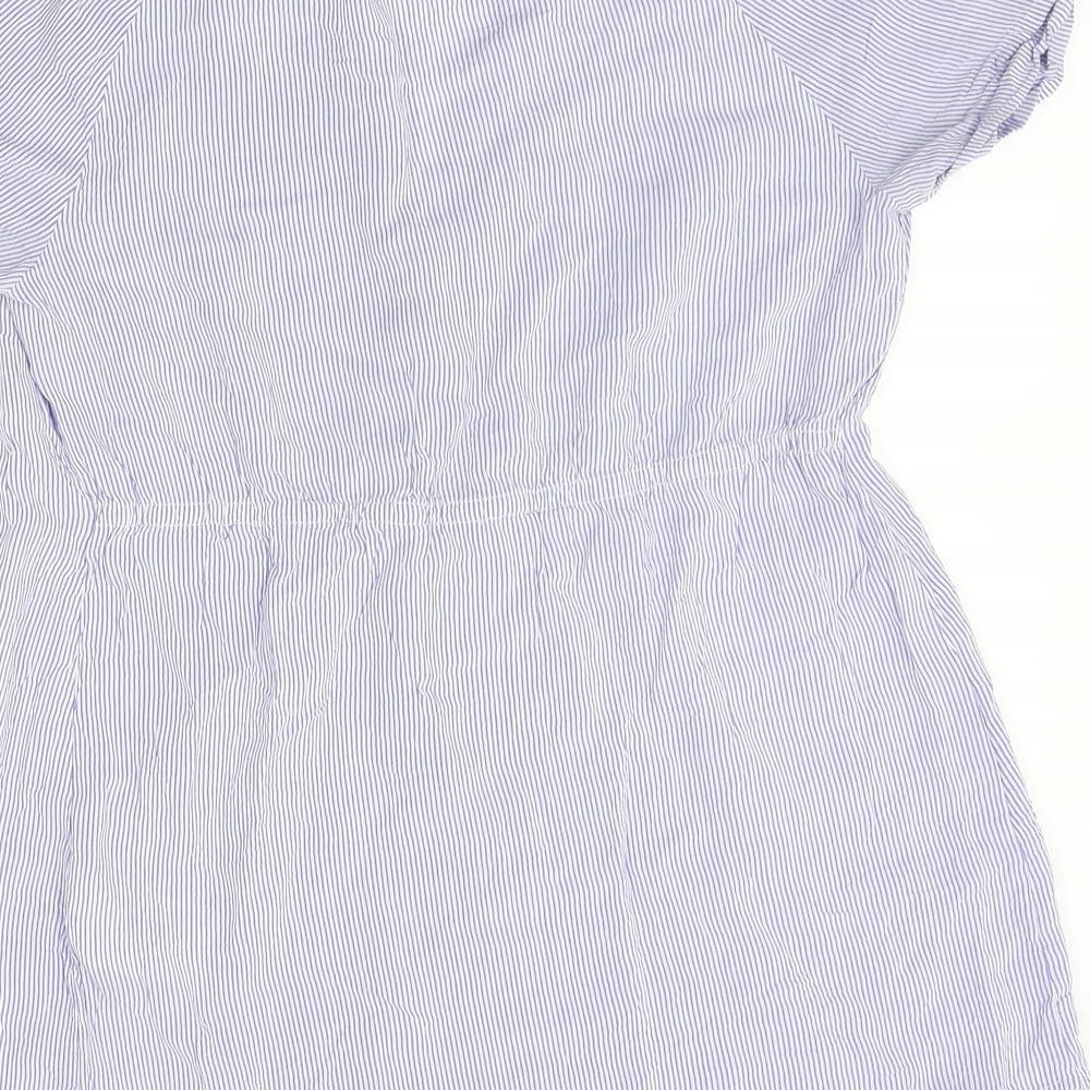 H&M Womens Blue Striped Basic Blouse Size S