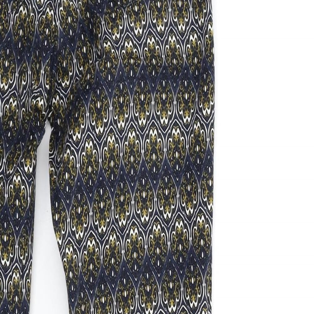 H&M Womens Blue Paisley Trousers Size 8 L30 in