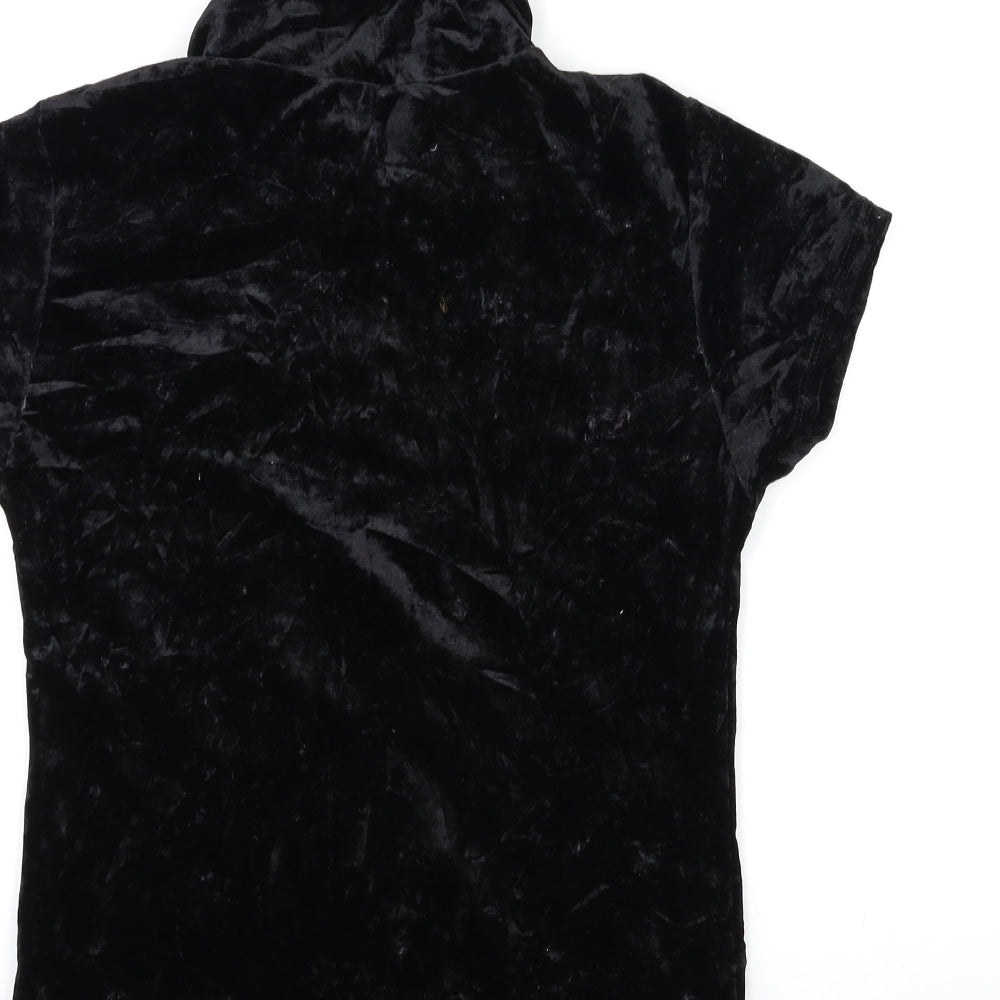 FULLAH SUGAR Womens Black Velour Basic T-Shirt Size S