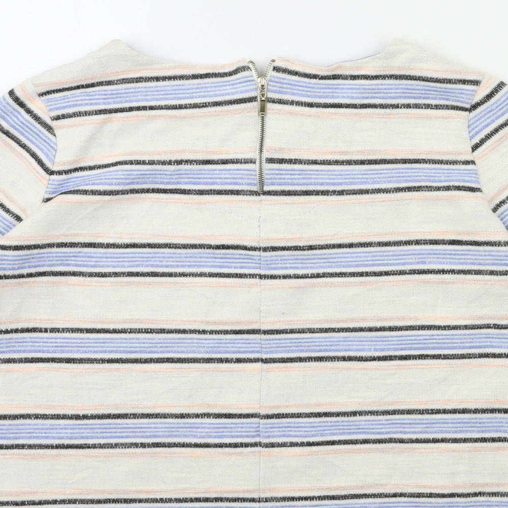 Marks & Spencer Womens White Striped Pullover Jumper Size 14