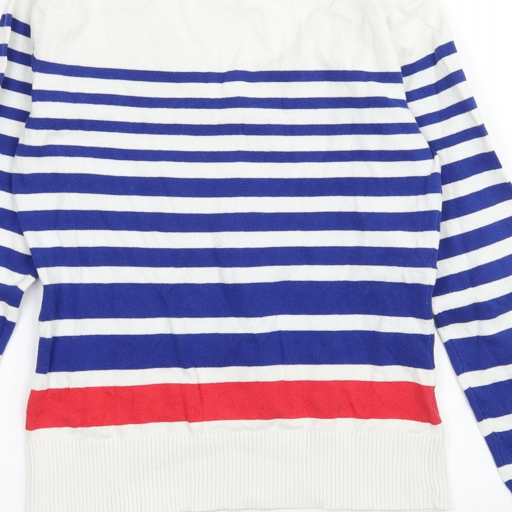Kiabi Womens White Striped Knit Pullover Jumper Size M