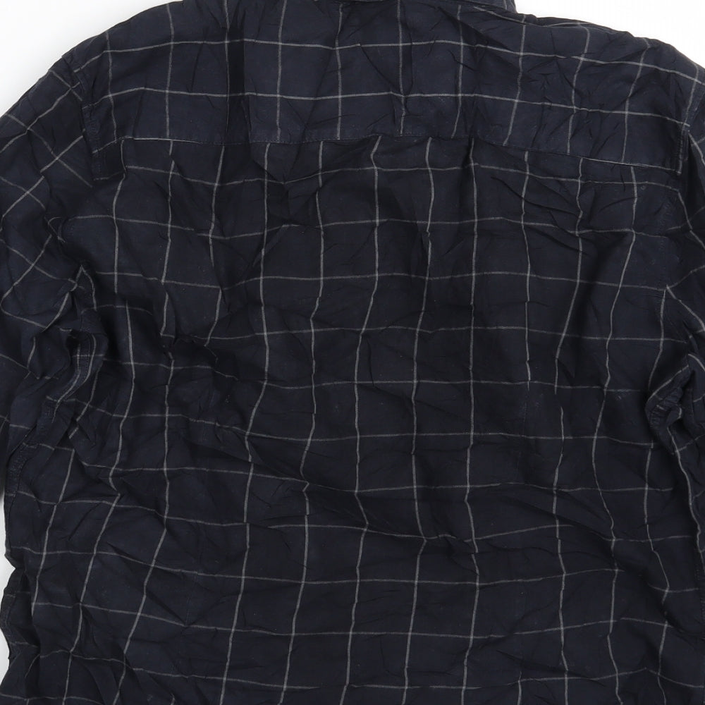 Easy Mens Beige Check Button-Up Size L