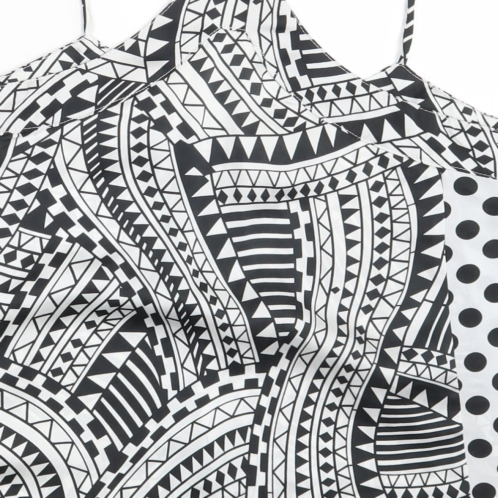 Boohoo Womens Multicoloured Geometric Basic Blouse Size 10