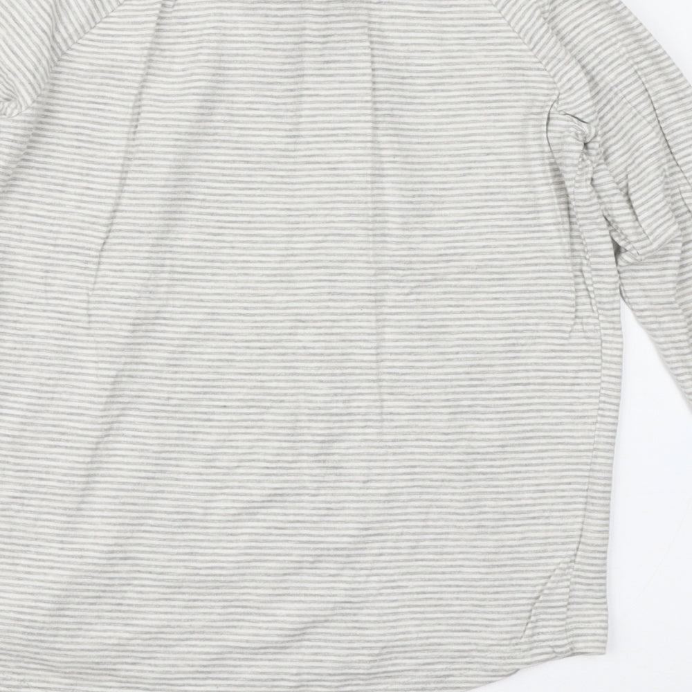George Girls Grey Striped Basic T-Shirt Size 9-10 Years