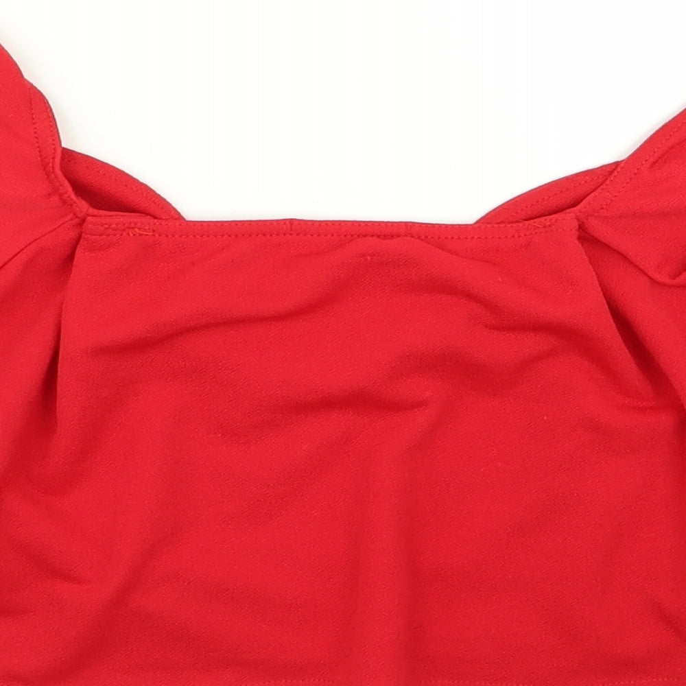 PLT Womens Red Basic Blouse Size 10 - crop top