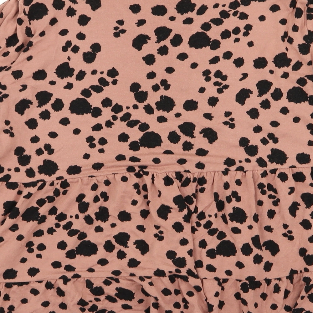 New Look Womens Pink Animal Print Basic Blouse Size 12