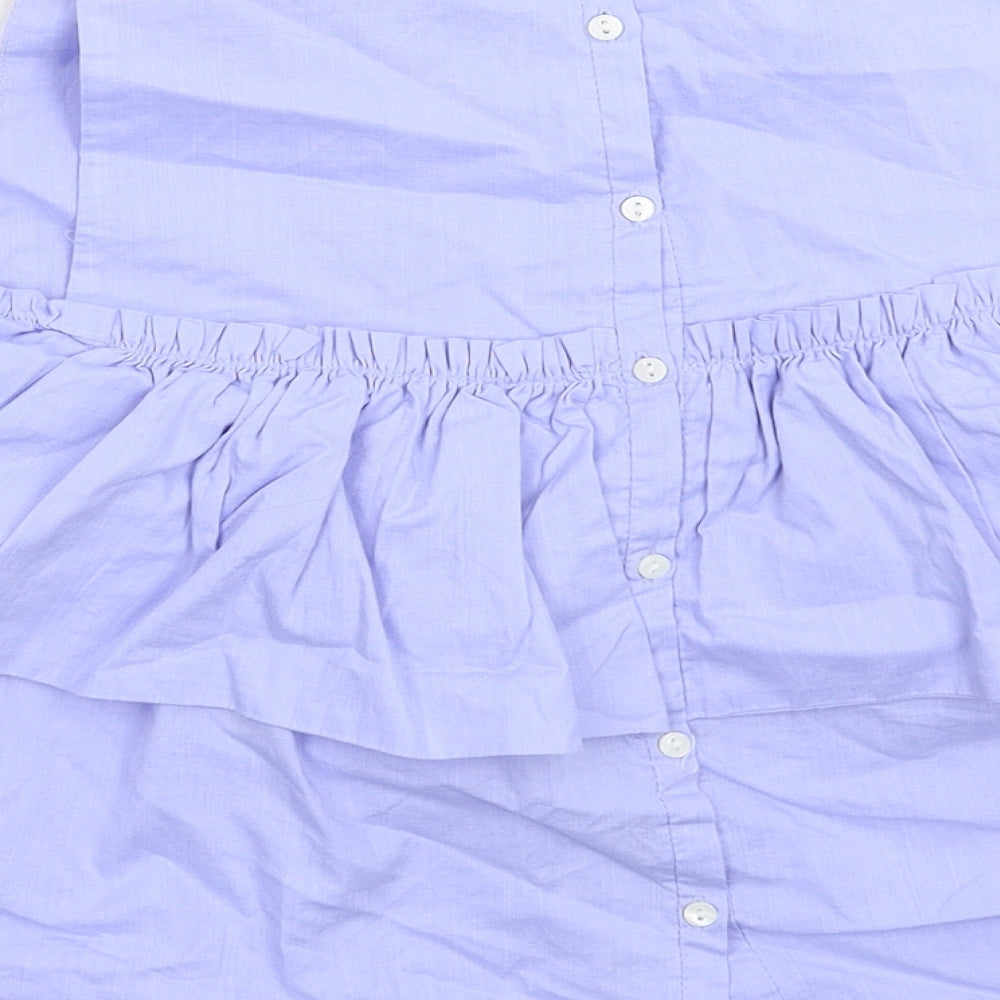 Zara Womens Blue Basic Button-Up Size S