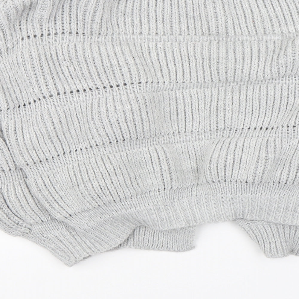 Nana Womens Grey Striped Cardigan Jumper Size M