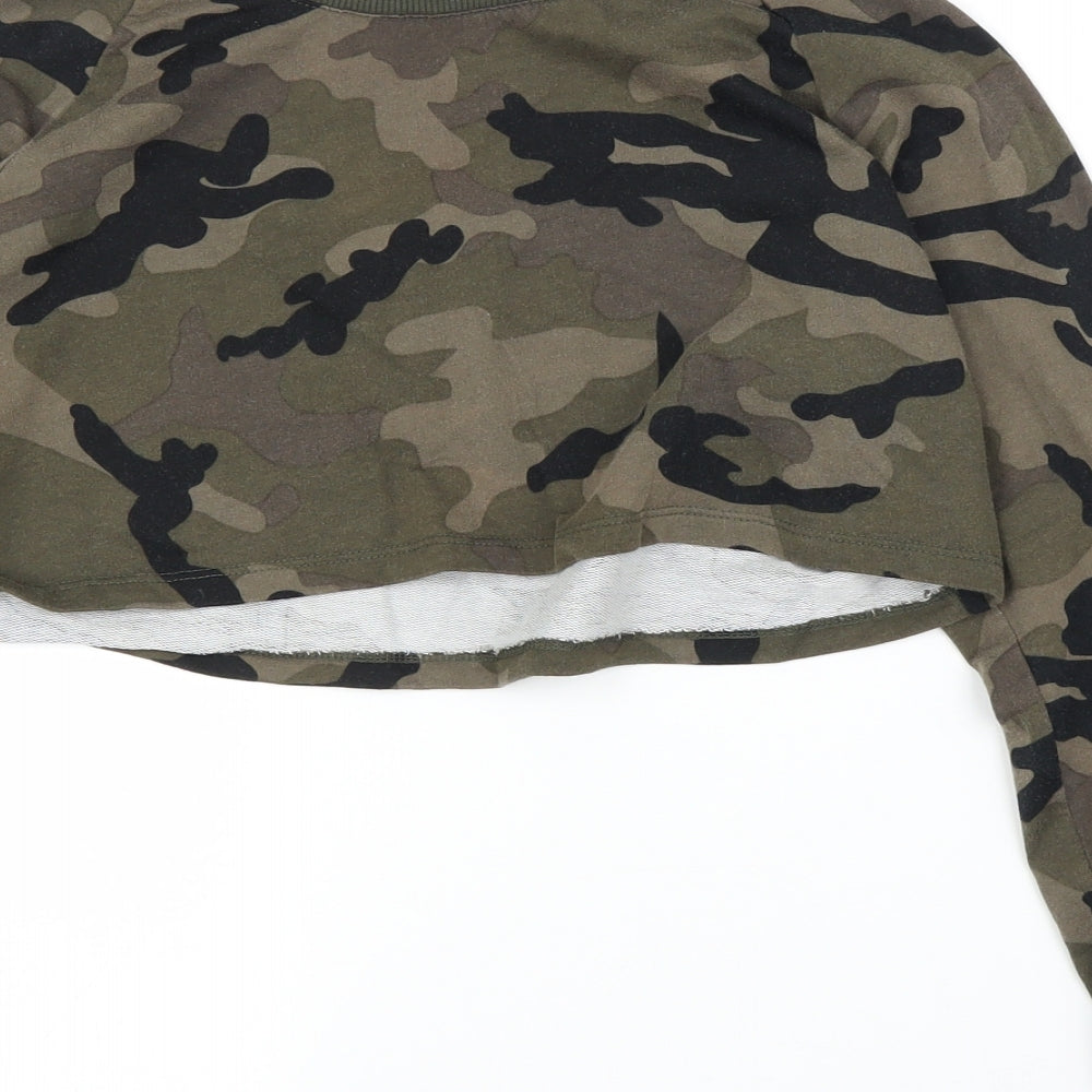 Select Womens Green Camouflage Pullover Jumper Size S - Cropped