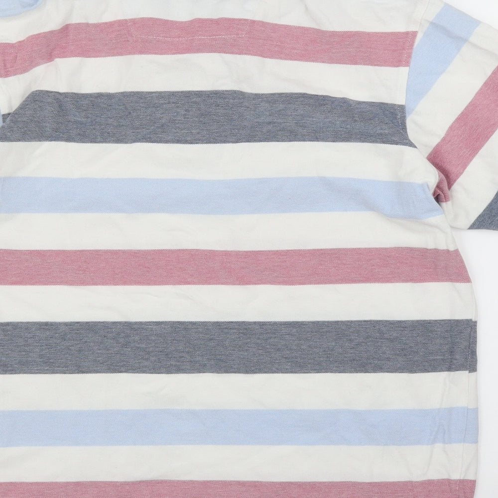 Maine Mens Blue Striped Polo Size M