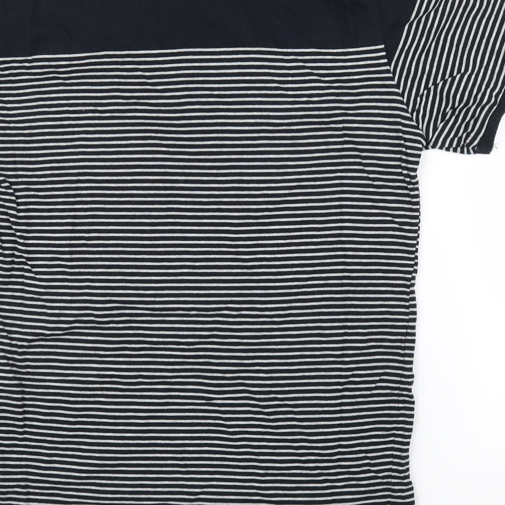PARK Mens Black Striped T-Shirt Size L