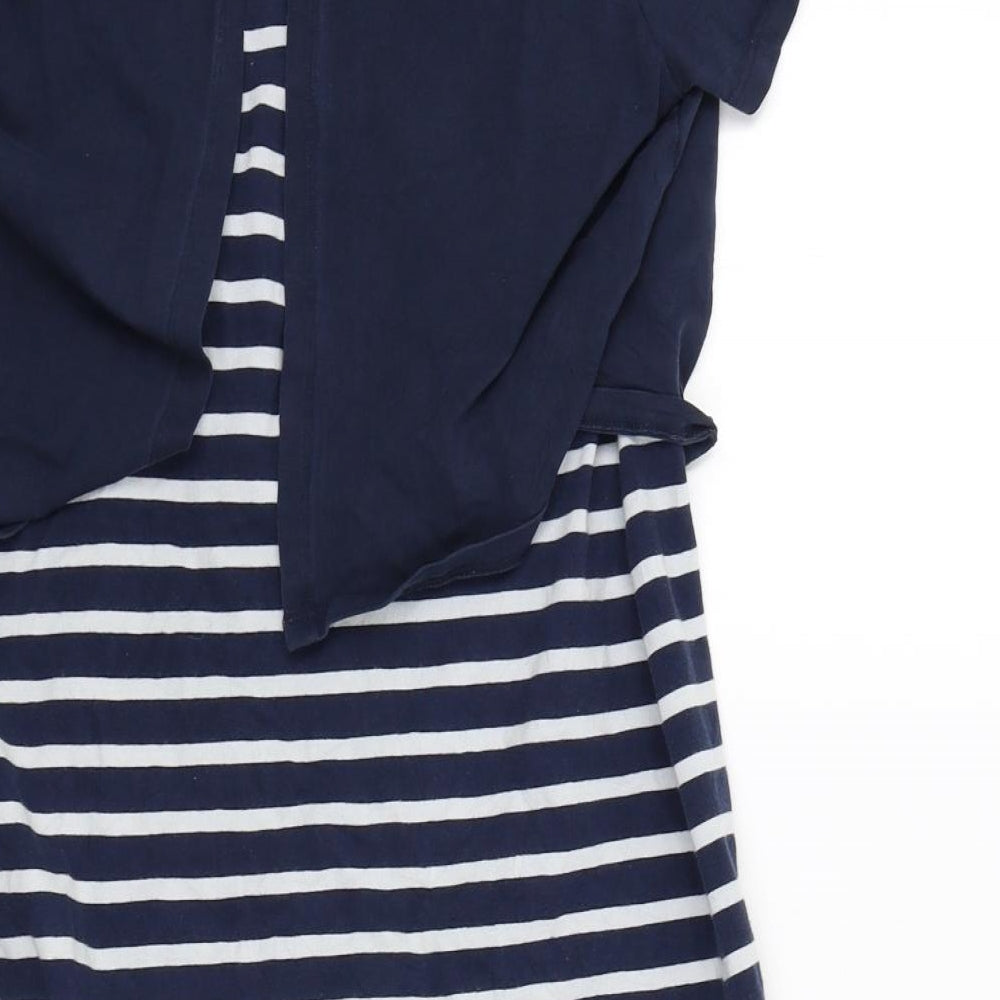 ML Womens Blue Striped A-Line Size L