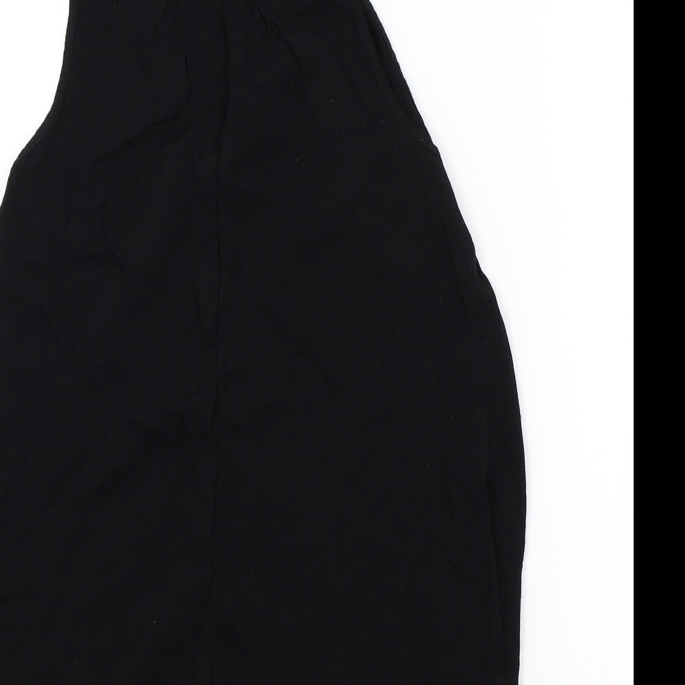 Topshop Womens Black Colourblock Basic Blouse Size 6 - Frill Detail