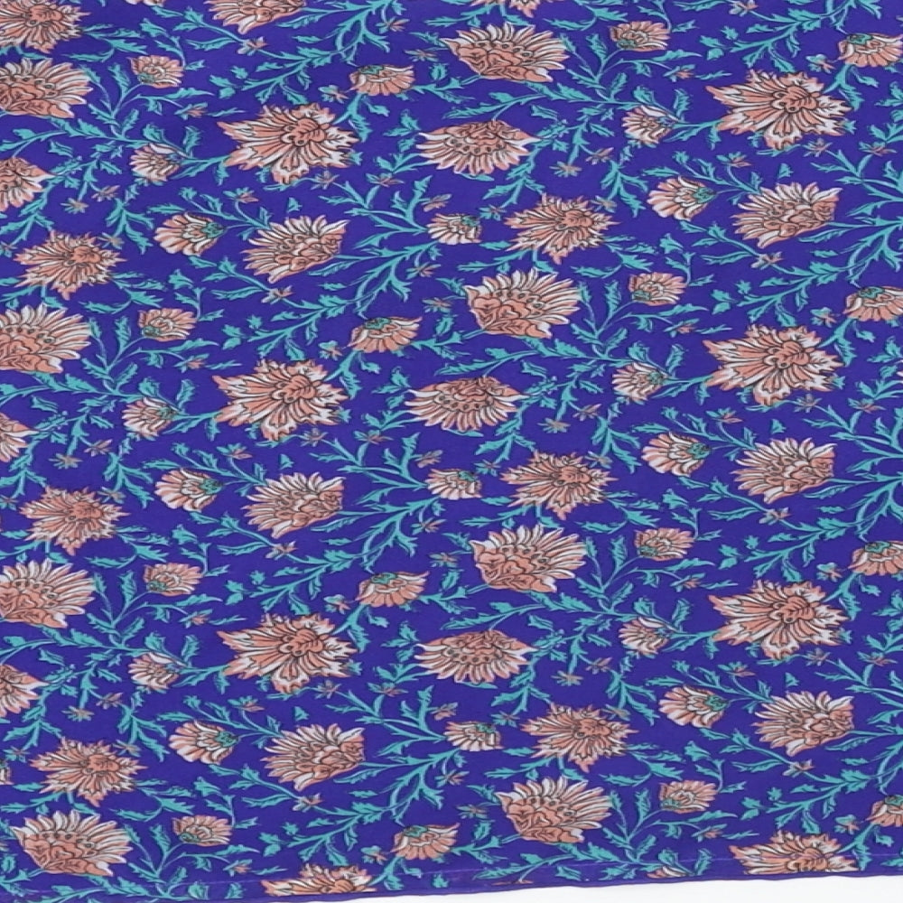 H&M Womens Blue Floral Basic Blouse Size 10
