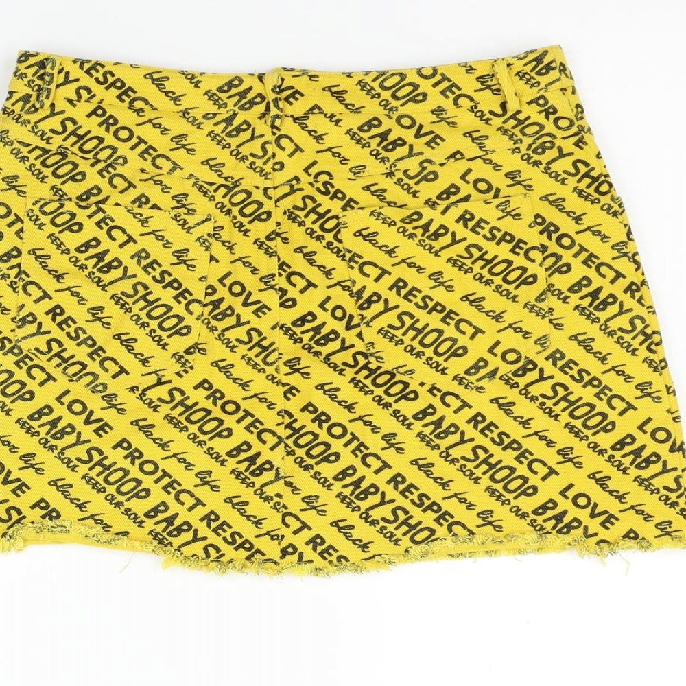 SheIn Womens Yellow Geometric Flare Skirt Size M
