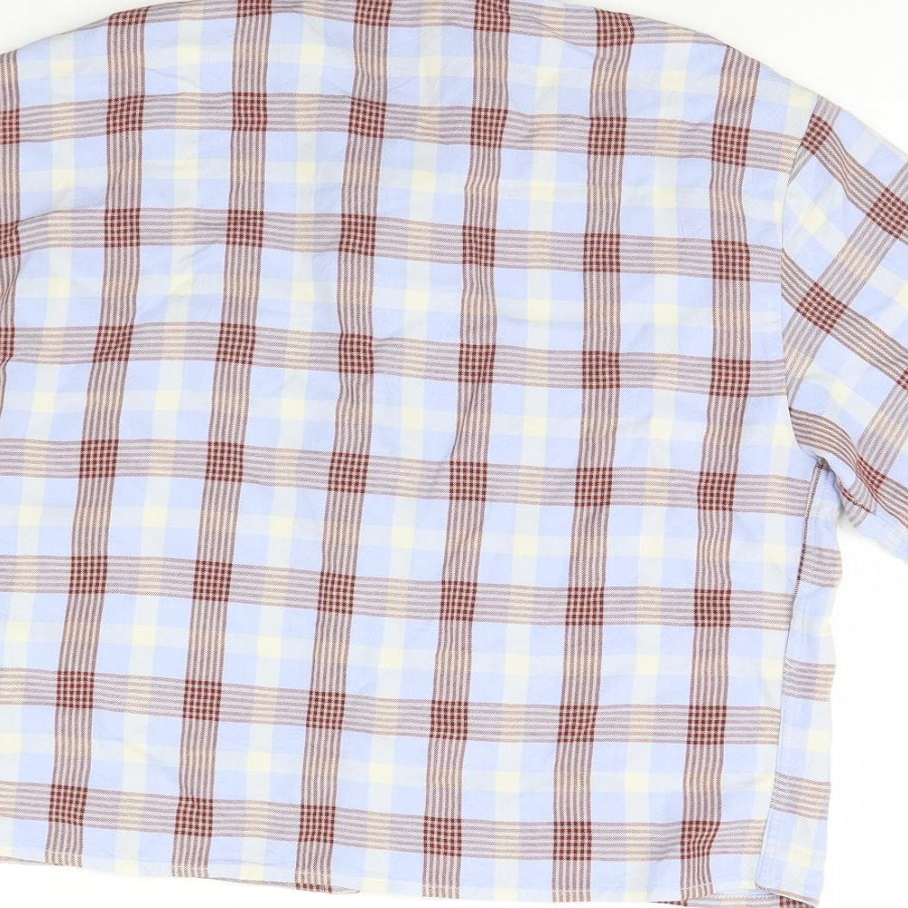 NEXT Womens Blue Check Cropped Button-Up Size 8