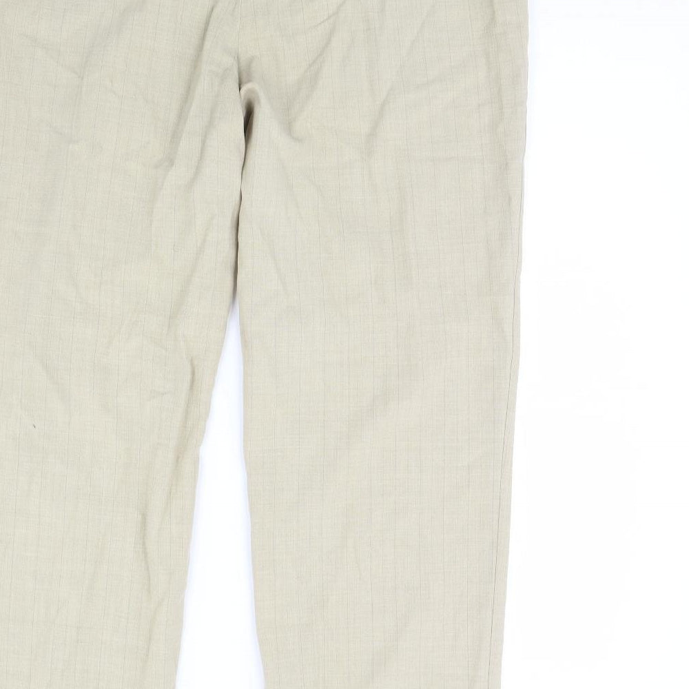 Marks & Spencer Womens Beige Striped Trousers Size 18 L30 in