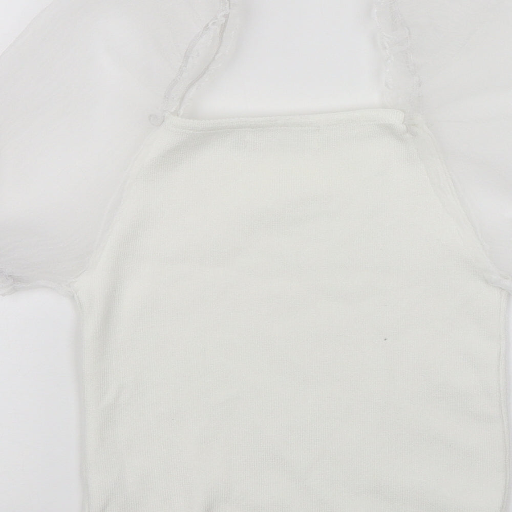 Flamant Rose Womens White Basic Blouse Size S