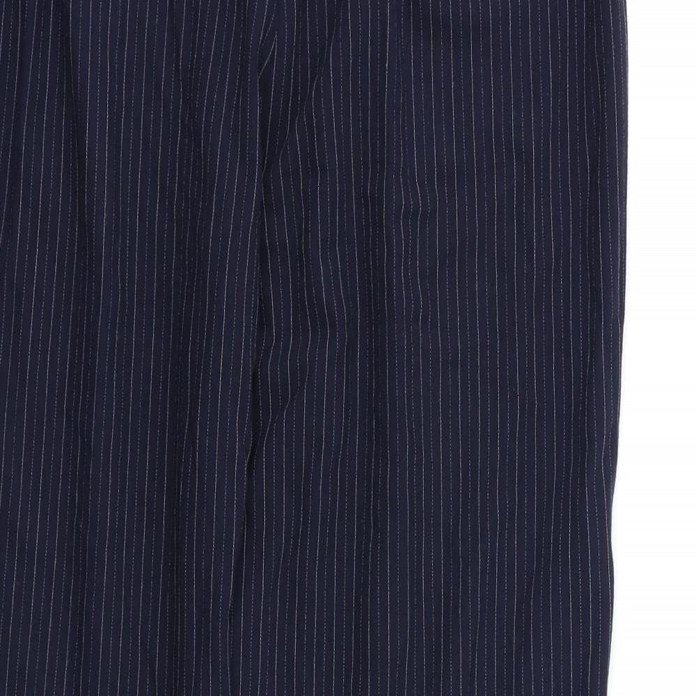 Marks & Spencer Womens Blue Striped Dress Pants Trousers Size 16 L26 in