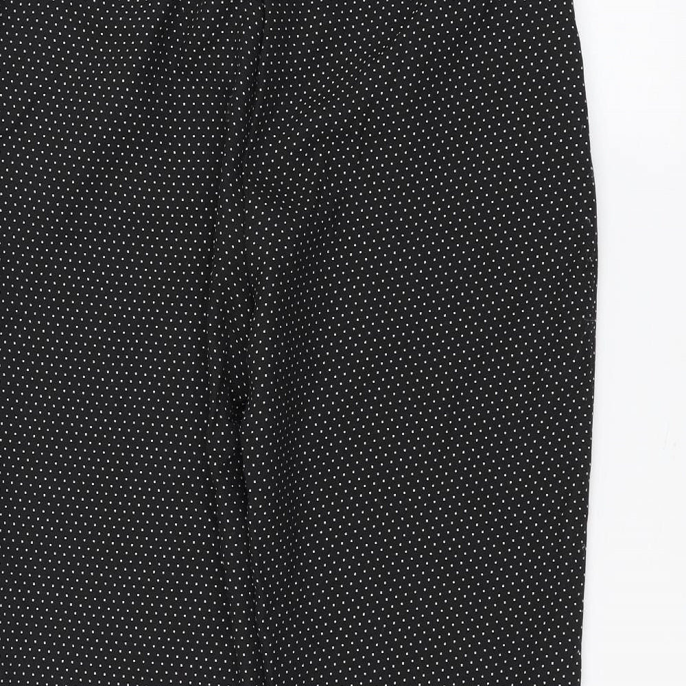Dorothy Perkins Womens Black Polka Dot Trousers Size 14 L24 in - Belted