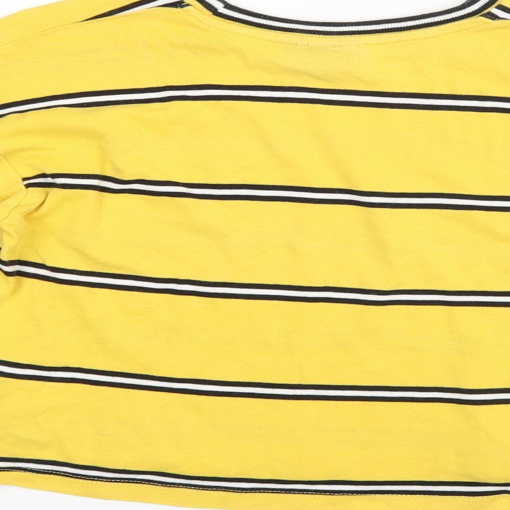 Topshop Womens Yellow Striped T-Shirt Size 6