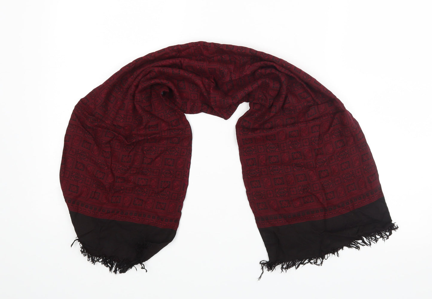 Preworn Unisex Red Geometric Scarf
