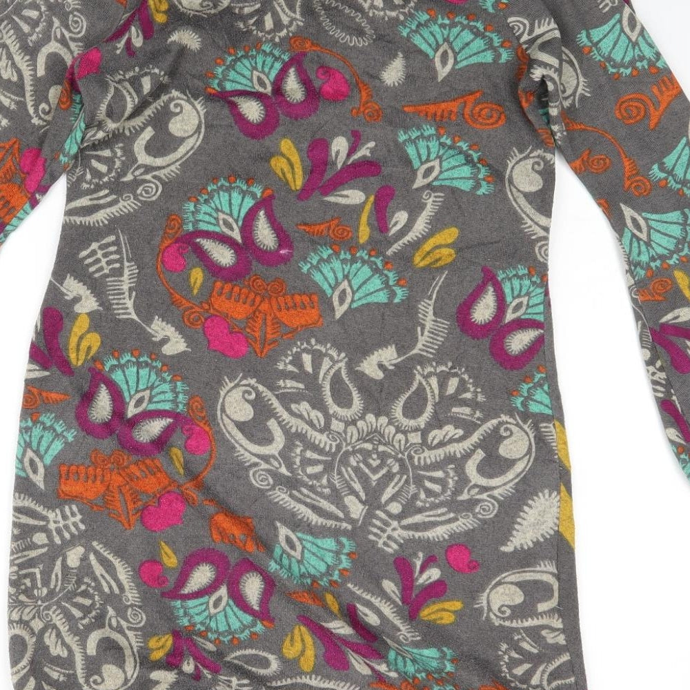 Sur Kana Womens Grey Paisley A-Line Size M