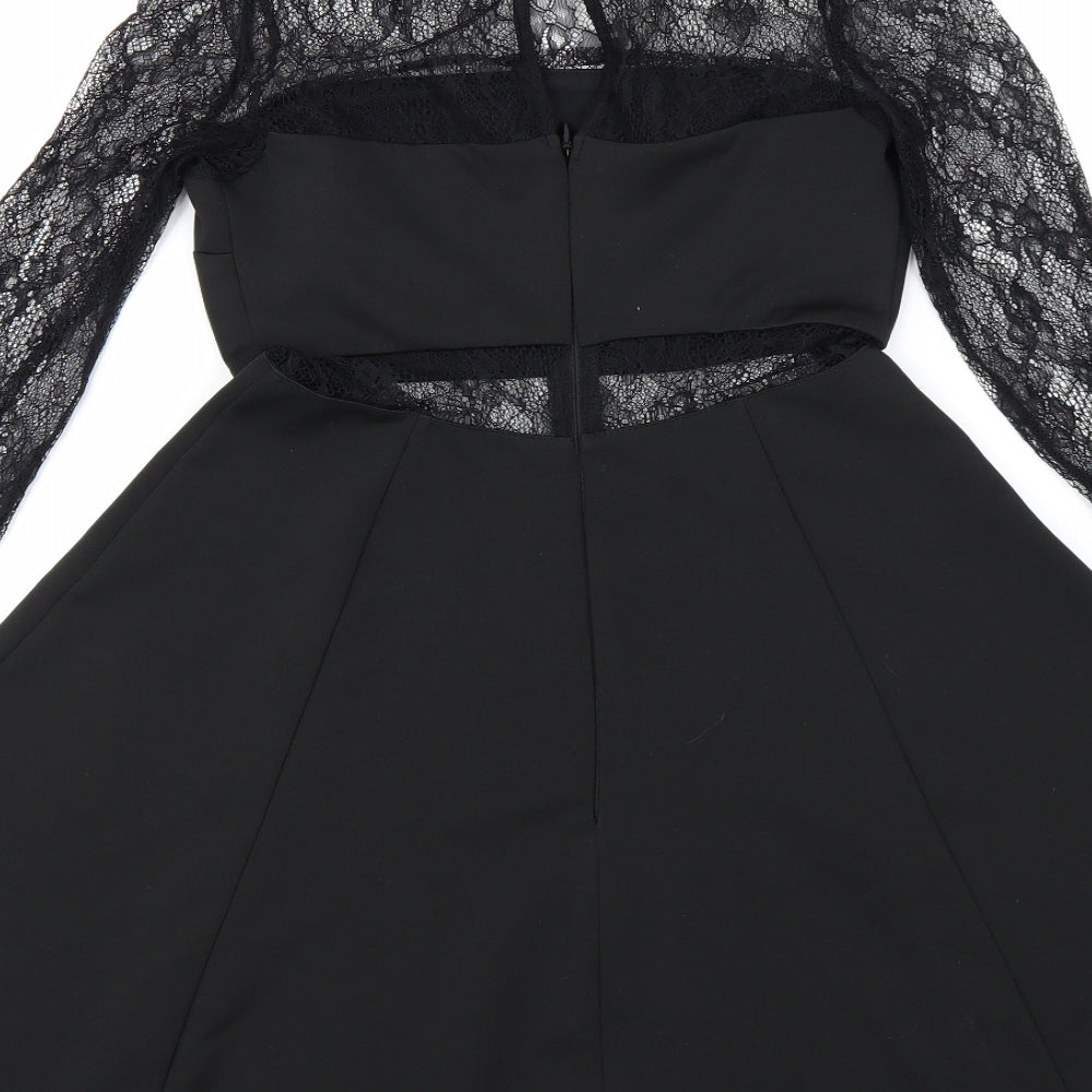 newlook Womens Black Floral A-Line Size 6