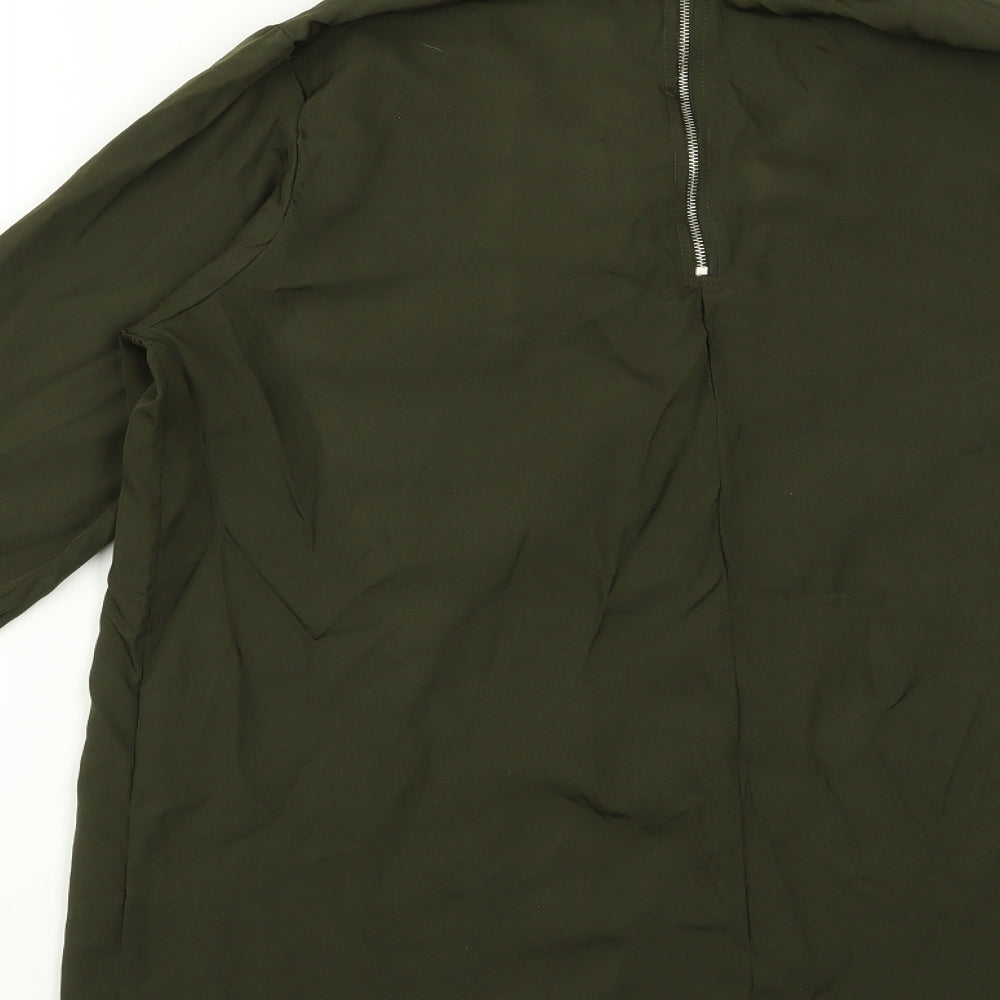 Boohoo Womens Green Basic Blouse Size 10