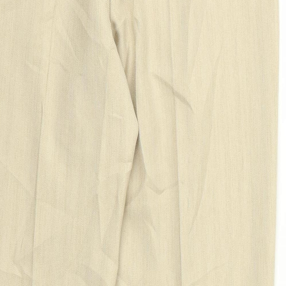 Marks & Spencer Womens Beige Rayon Trousers Size 30 L30 in