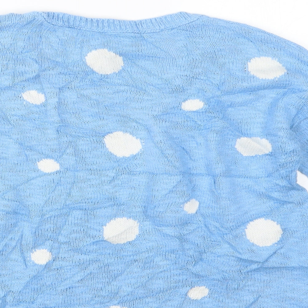 Stradivarius Womens Blue Polka Dot Knit Pullover Jumper Size M