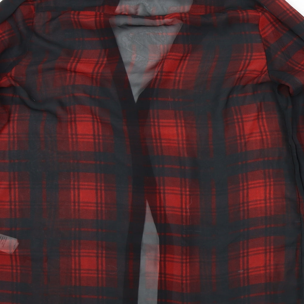 New Look Womens Red Check Basic Button-Up Size 8