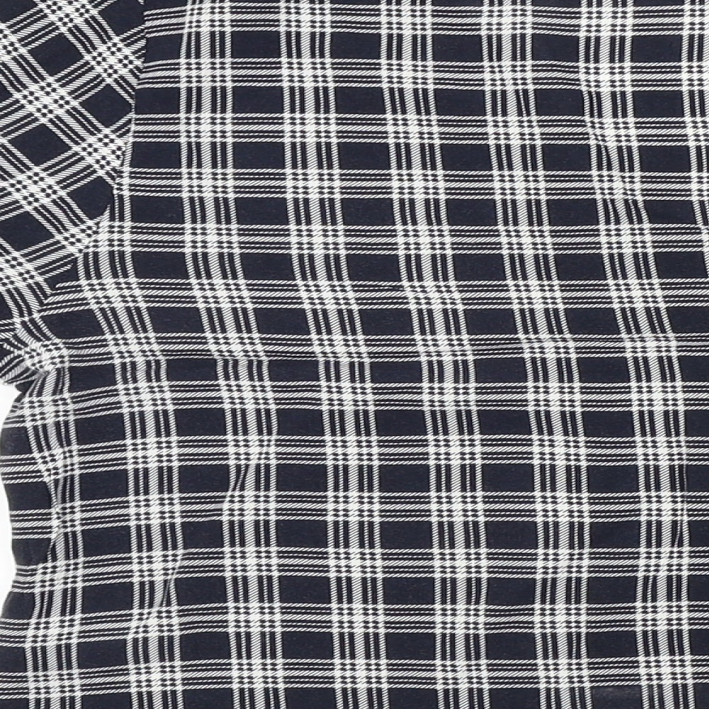 H&M Womens Blue Check Basic Blouse Size 14