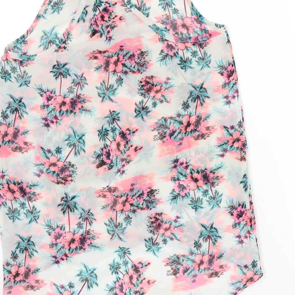 YD Girls White Floral Basic Blouse Size 10 Years